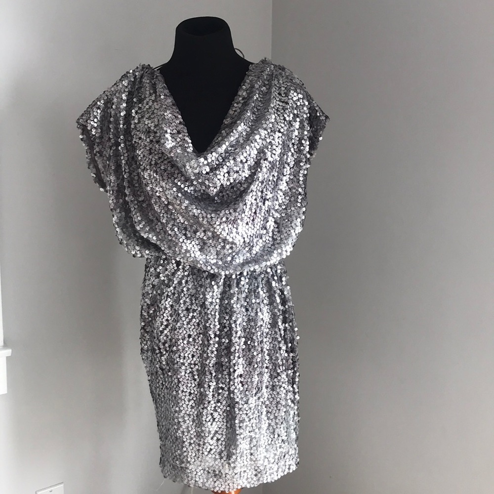 silver sequin mini dress